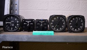 Smiths Industries Rate of climb indicator aircraft dial, 2x Smiths Yaw damper switch units