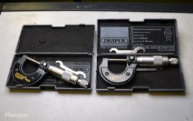 2x Draper 0-25mm External Micrometers