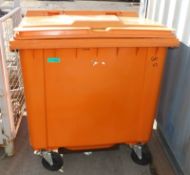 Orange Wheelie Waste Bin - Max Capacity 487 kg