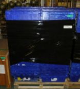 60x Plastic Tote Box With Attached Lid L 600mm x W 400mm x H 350mm