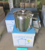 5x Coffee pots - 48oz - 1.5Lt - 6 cups - 18/8 stainless steel