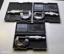 3x Draper 0-25mm External Micrometers