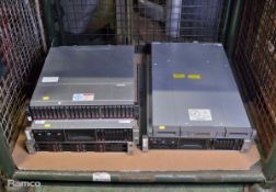 Various HP Server housing units with hard drives