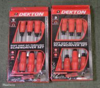 2x Dekton 9 piece soft grip go through screwdriver sets