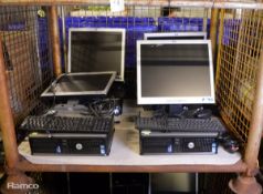 4x Dell 380 Optiplex Computers, Keyboards, HP Monitors