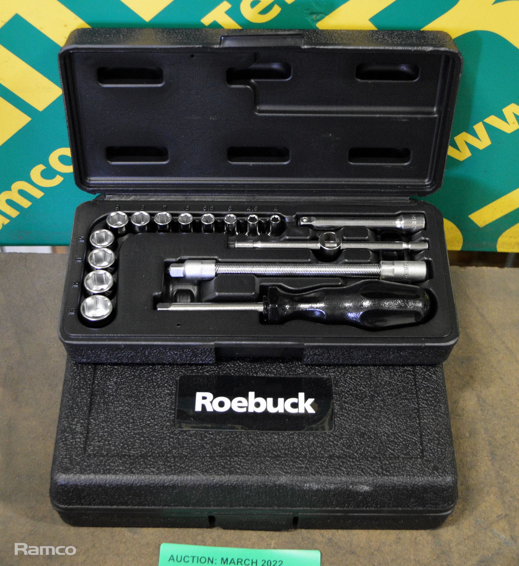 3x Roebuck socket sets in cases