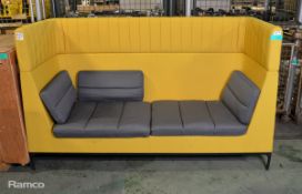 Two Tone High Back Bench Sofa - grey & yellow