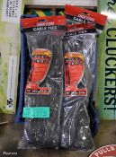 Cable ties - black - 15 inch / 380mm - 200 per pack - 5 packs
