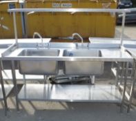 Double Drainer Sink With Overhead Rack L 1800 x W 700 x H 1500mm