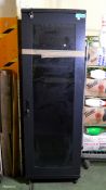 Black Glass Fronted Server Cabinet L 600mm x W 600mm x H 1750mm