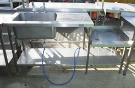 Single Drainer Sink With Side Stand L 1800mm x W 650mm x H 950mm