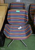 2x Striped Scoped Swivel Chair With Chrome Legs