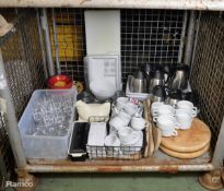 Various Glasses, Bowls, Jugs, Boards, Plates, Forks