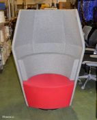Two Tone High Back Swivel Chair - grey back & red seat