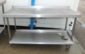 Stainless Steel Table - Missing Wheel and Damaged Second Tier - W 1500mm x D 700mm