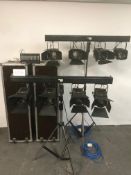 8x 650w Fresnel lights on dimmer bars