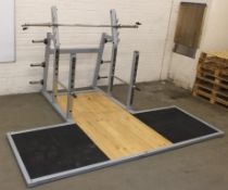 Olympic Squat Rack complete with weightlifting platform (Unbranded) with bar