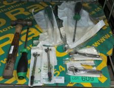 Various Small Hand Tools Wrenches, Screwdrivers