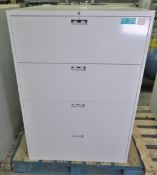 4 Drawer White Filing Cabinet L 900mm x W 470mm x H 1330mm