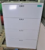 4 Drawer White Filing Cabinet L 900mm x W 470mm x H 1330mm