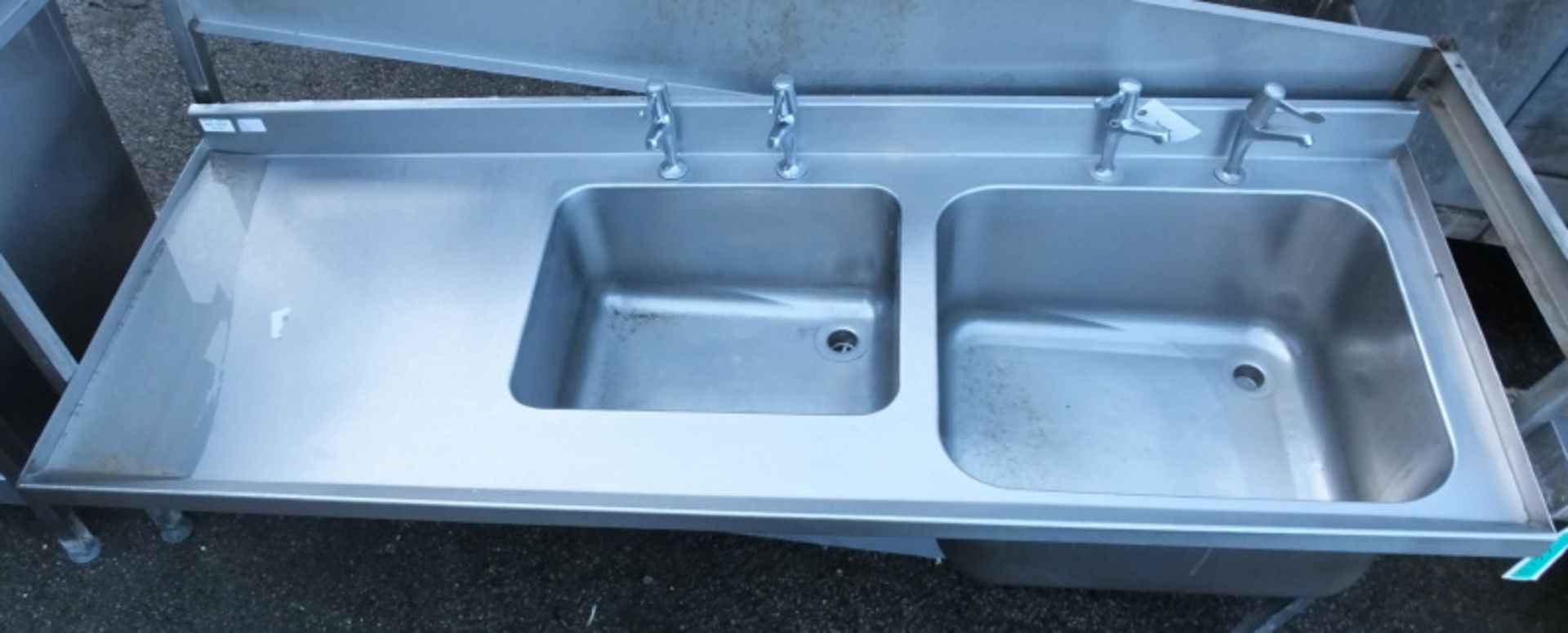 Stainless Steel Double Sink Countertop L 1800mm x W 650mm x H 1040mm - Image 2 of 2