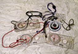 2x Silva Plastic Compasses, Web-Tex Compass, Brunton Plastic Compass