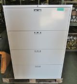 4 Drawer White Filing Cabinet - L 900mm x W 470mm x H 1330mm