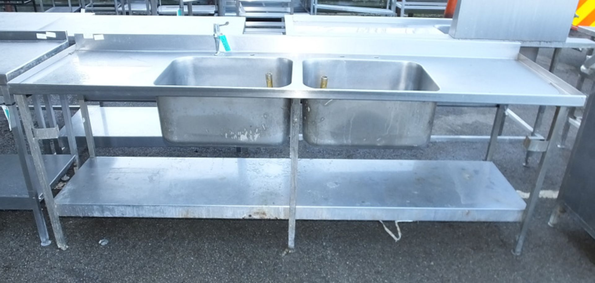 Stainless Steel Double Sink Countertop L 2400mm x W 700mm x H 900mm