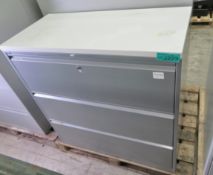 3 Drawer Grey Filing Cabinet L 1000mm x W 475mm x H 1050mm