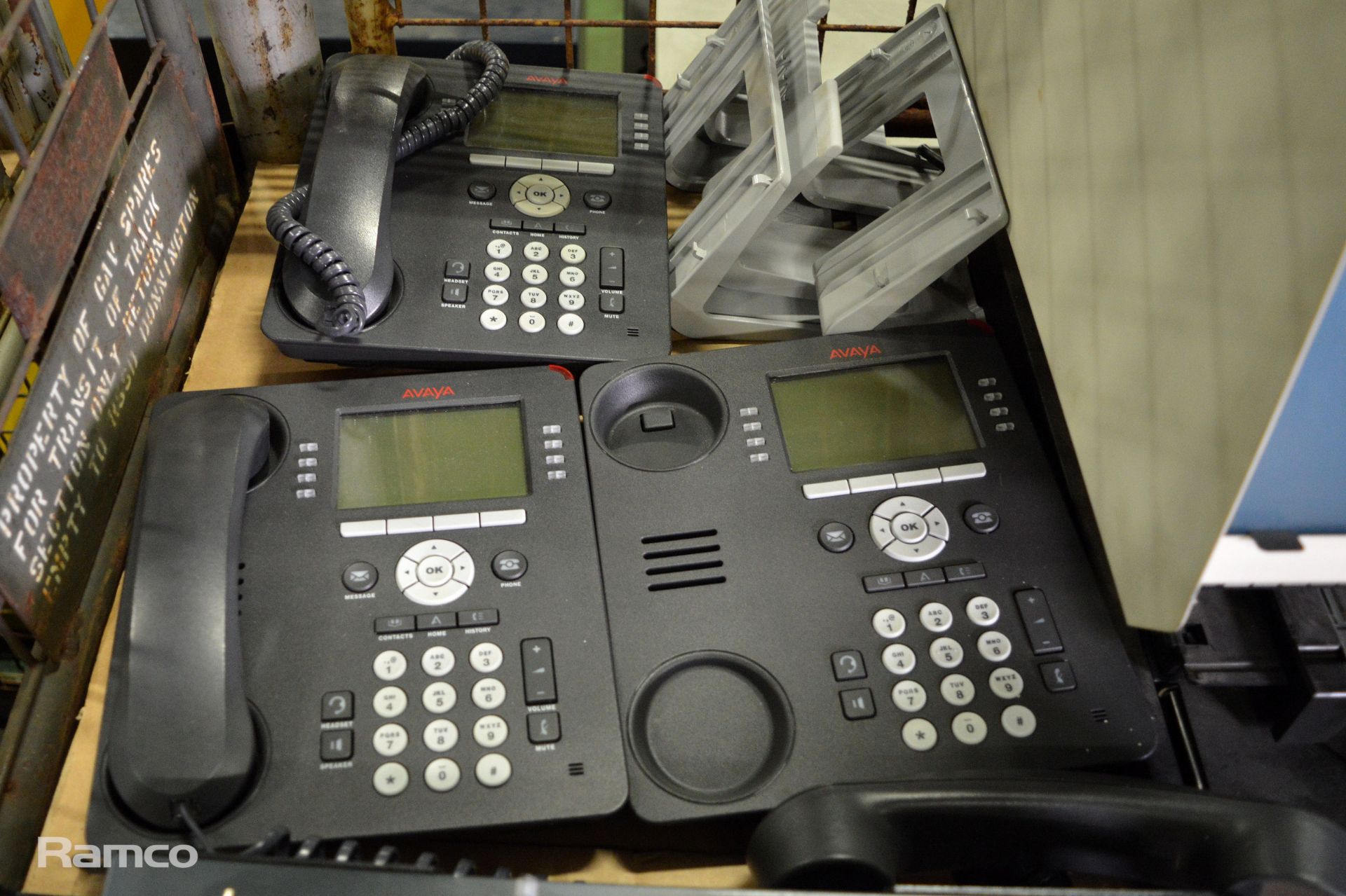 Bell & Howell microfiche reader, 2x Fax machines, desk phones, Avaya IP500 V2 network hub - Image 3 of 7