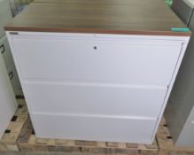 3 Drawer Wooden Top Filing Cabinet L 1000mm x W 480mm x H 1000mm
