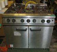 Falcon G3101 6 Burner & Oven - Gas L 900mm x W 940mm x H 900mm