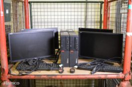 4x Lenovo Thinkcentre PC units - Monitor, Basestation, Keyboard, cables