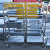 2x Stainless Steel Catering Tray Trolley L 690mm x W 530mm x H 1600mm
