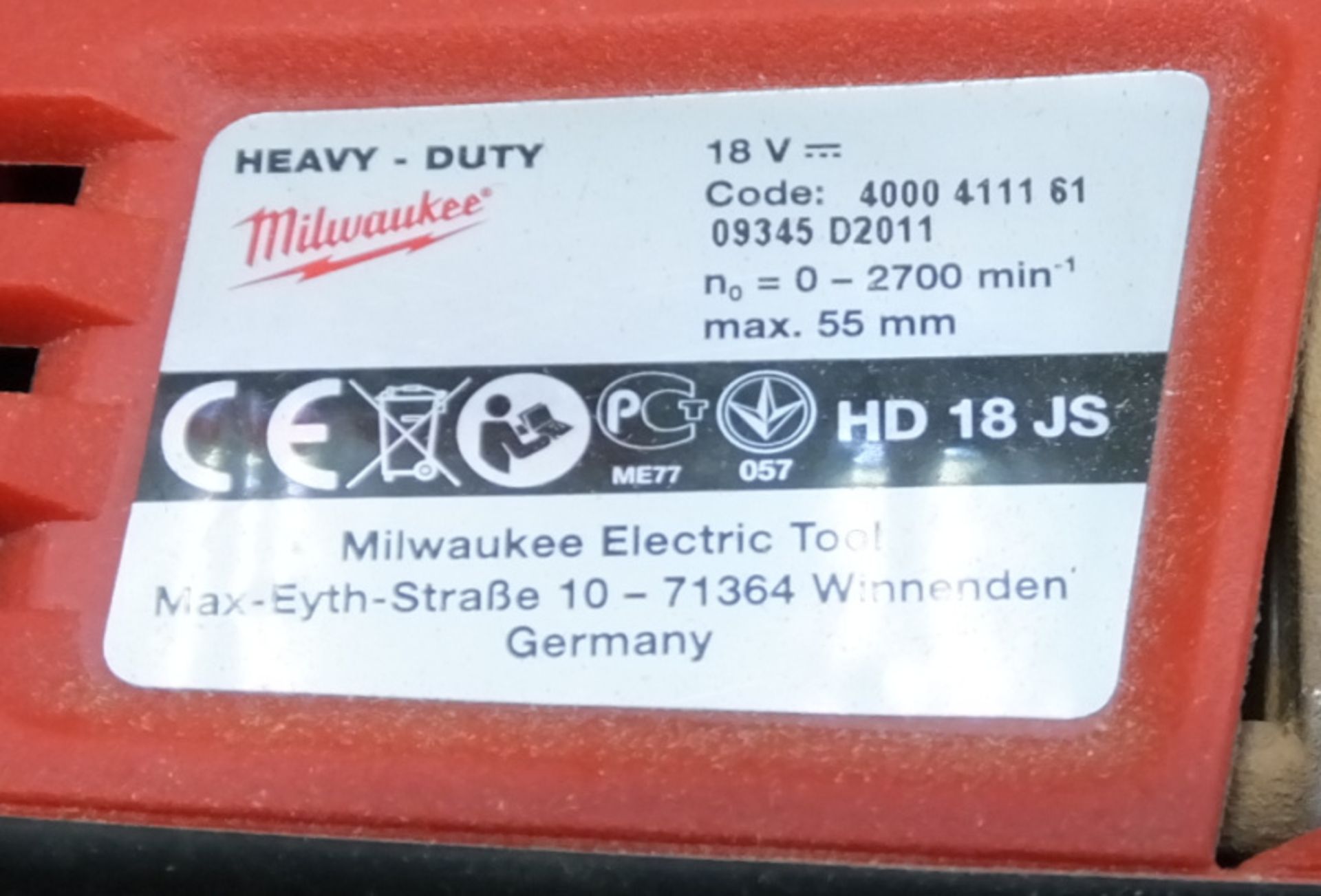Milwaukee HD18 JS Cordless Jigsaw 18v - No Battery - Image 3 of 3