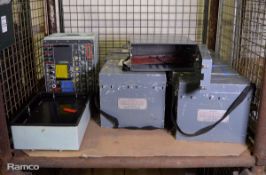 10x Metal Navigation Light Battery Boxes, Marconi TU1420 Module Tester Unit