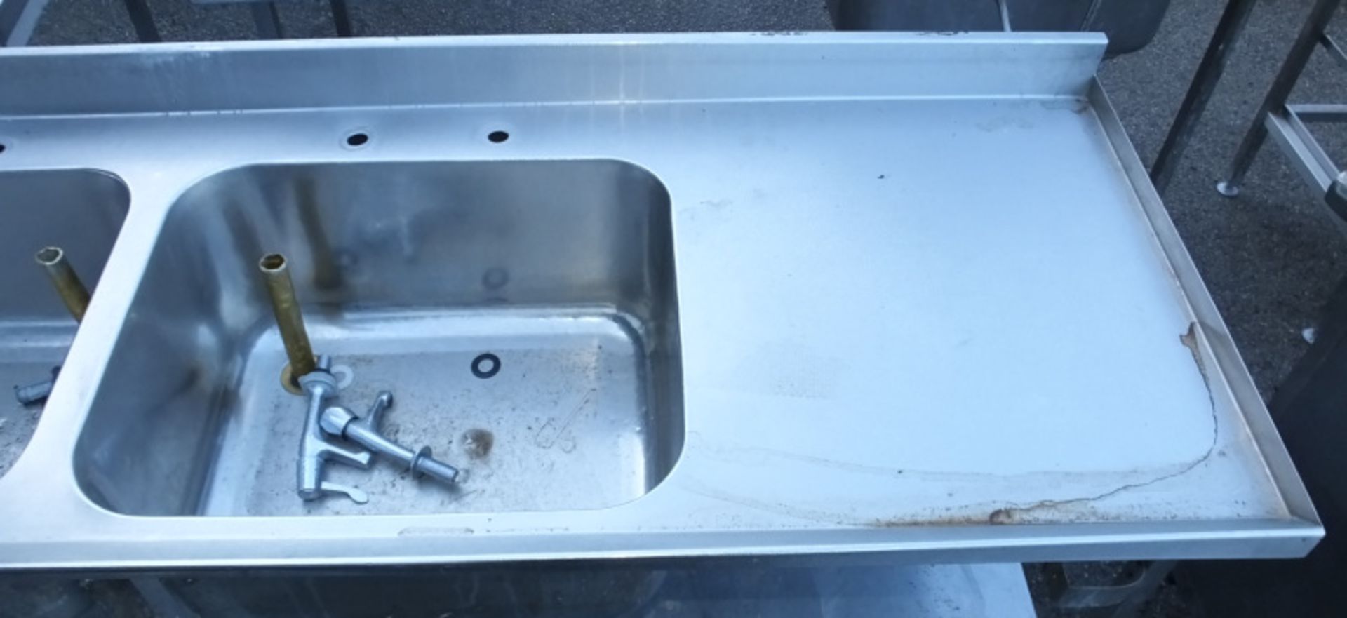 Stainless Steel Double Sink Countertop L 2400mm x W 700mm x H 900mm - Image 3 of 5