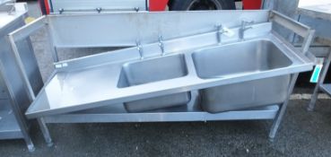 Stainless Steel Double Sink Countertop L 1800mm x W 650mm x H 1040mm