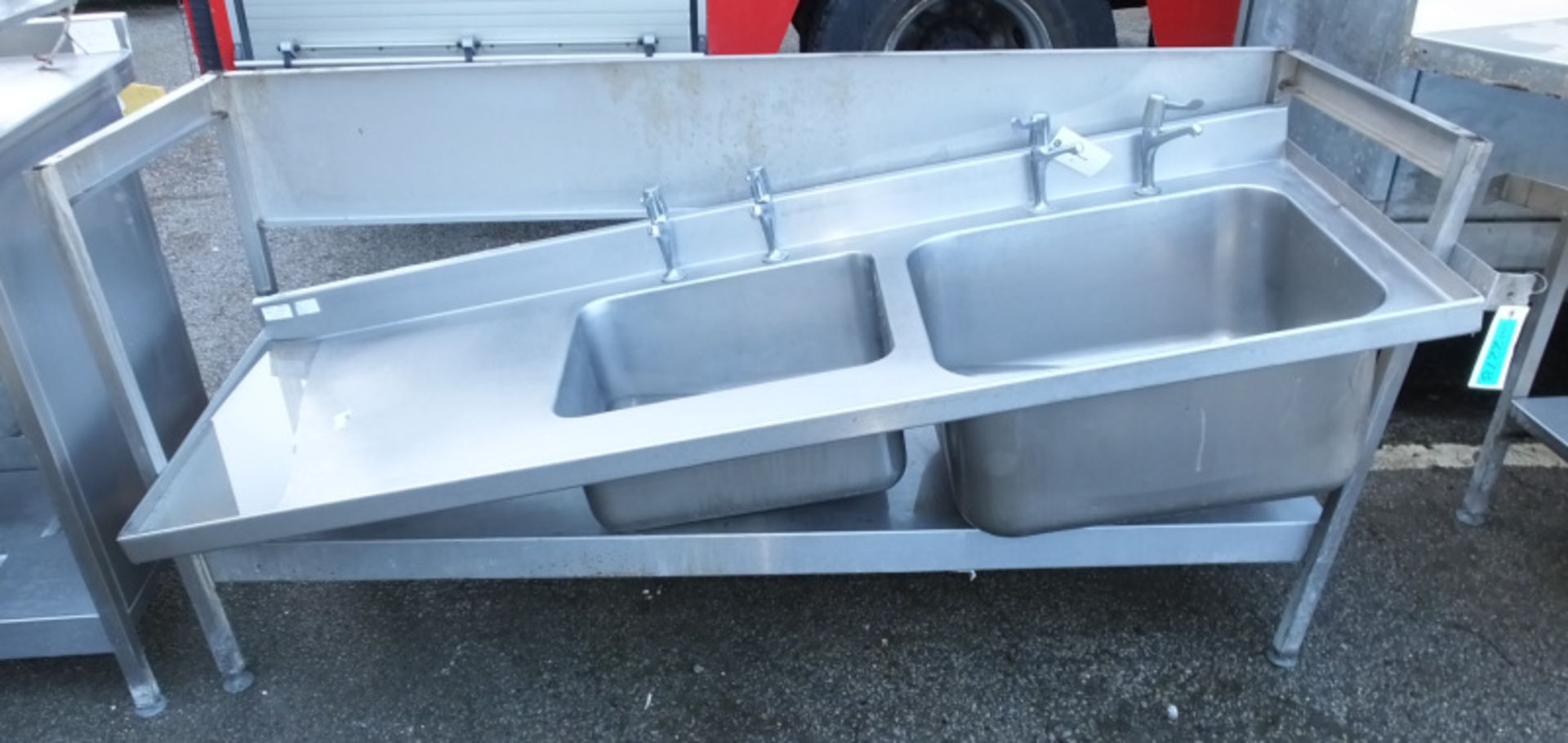 Stainless Steel Double Sink Countertop L 1800mm x W 650mm x H 1040mm