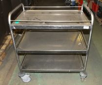 Stainless steel trolley 3x shelf on wheels L 83 x W 53 x H 96cm