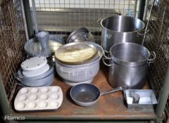 Various catering equipment - pans, baking trays, flan trays