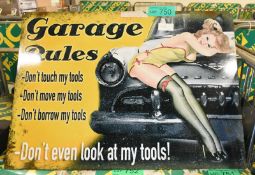 Tin sign 70 x 50cm - Garage rules