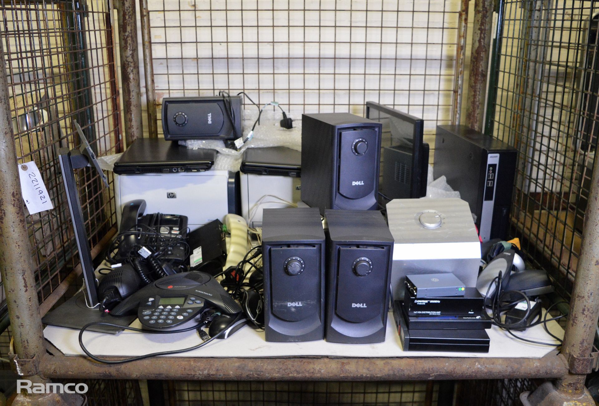 Various office equipment - monitor, phones, laptops