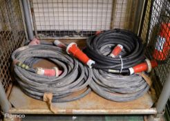 4x Heavy duty extension cable with M/F coupling 63A-6h