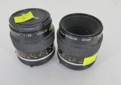 2x Nikon Nikkor 55mm 1:2.8 Camera Lens L 70 x W 60 x H 60mm
