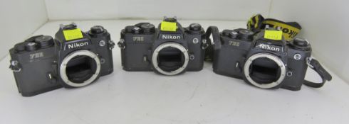 3x Nikon FE2 35mm Single Lens Reflex Camera L 140 x W 60 x H 100mm