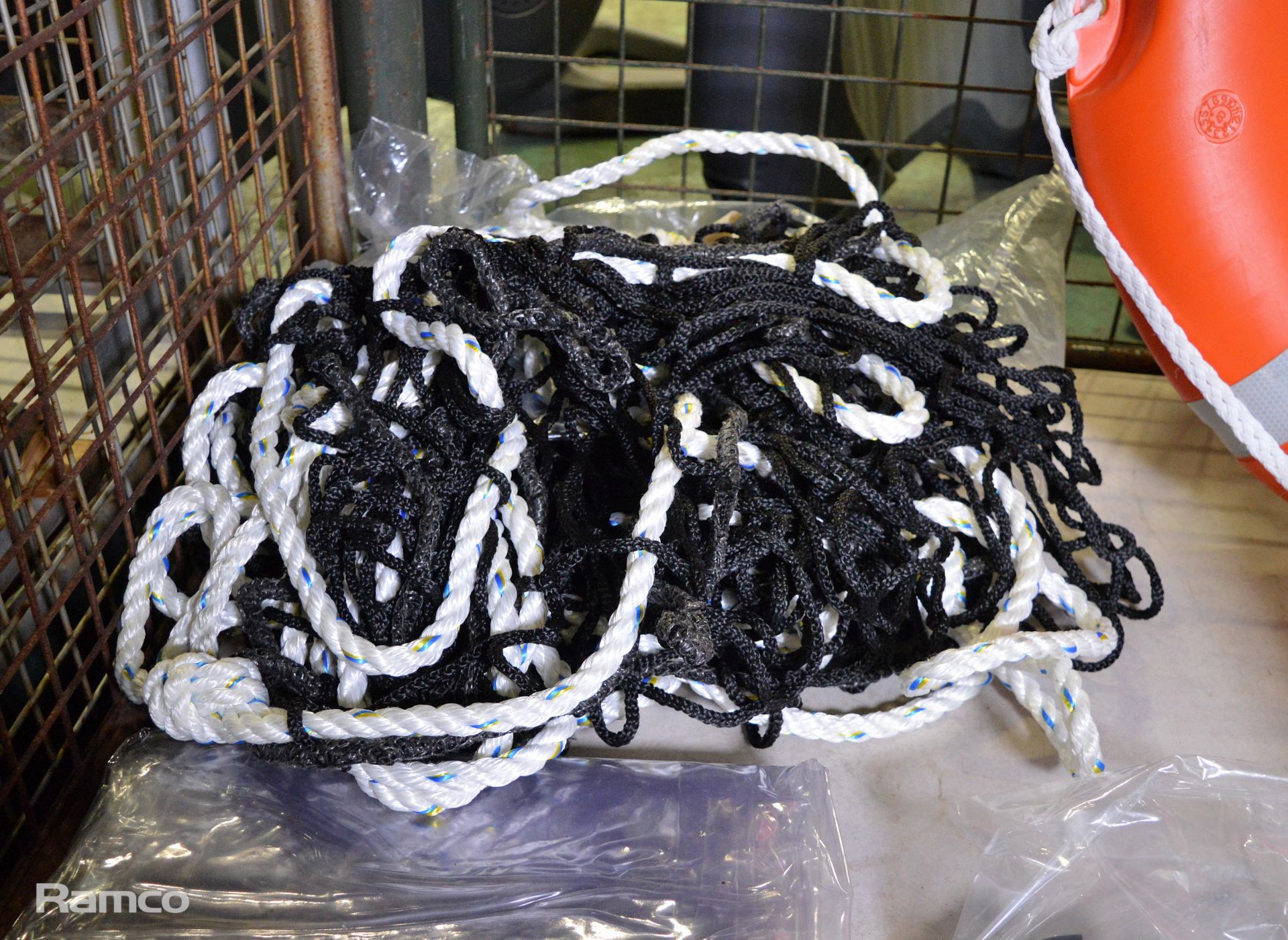 Various domestic - rescue buoy, gloves, fibre netting, brushes - Image 2 of 5