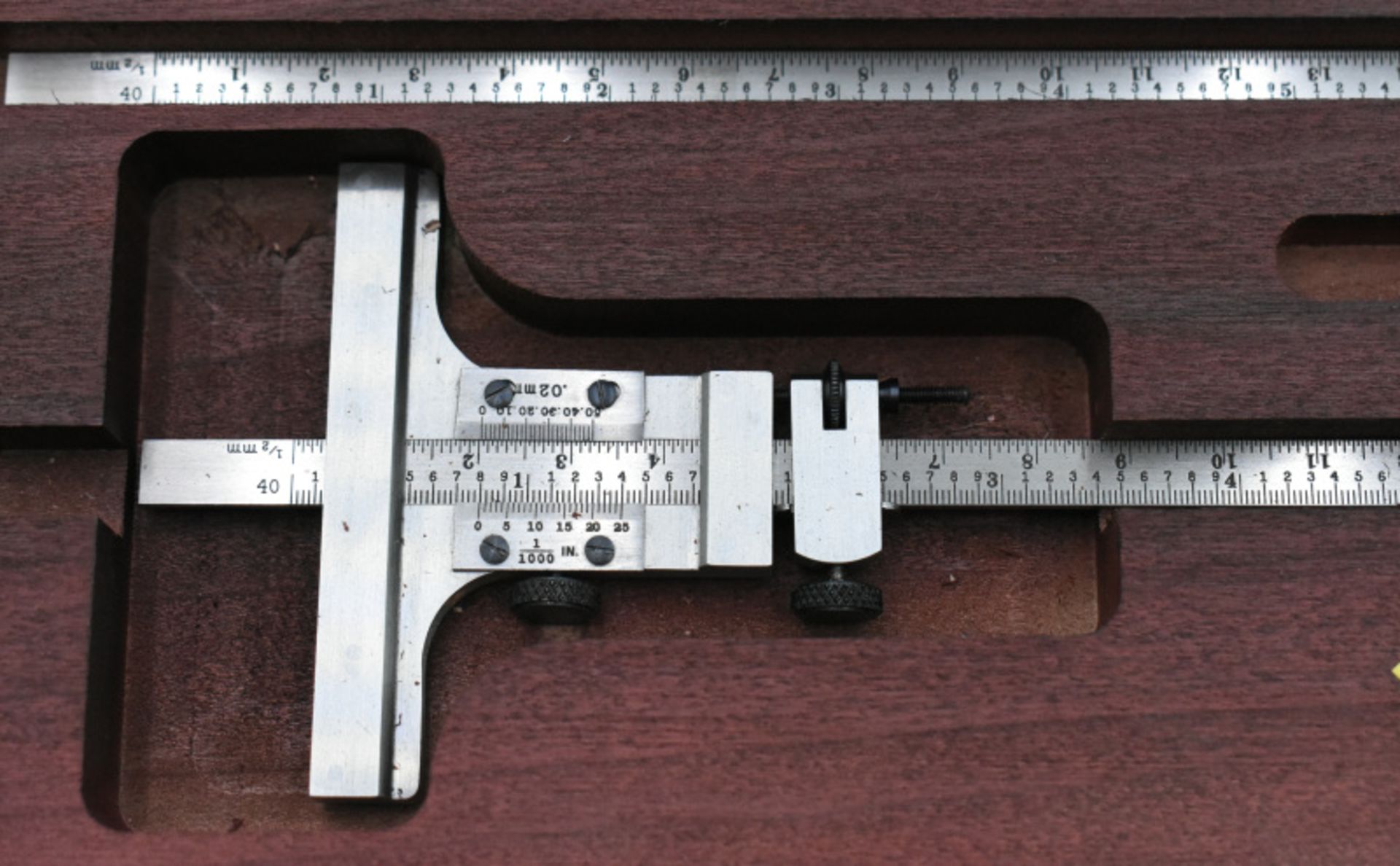 Vernier Depth Gauge & Wooden Case - Image 2 of 3