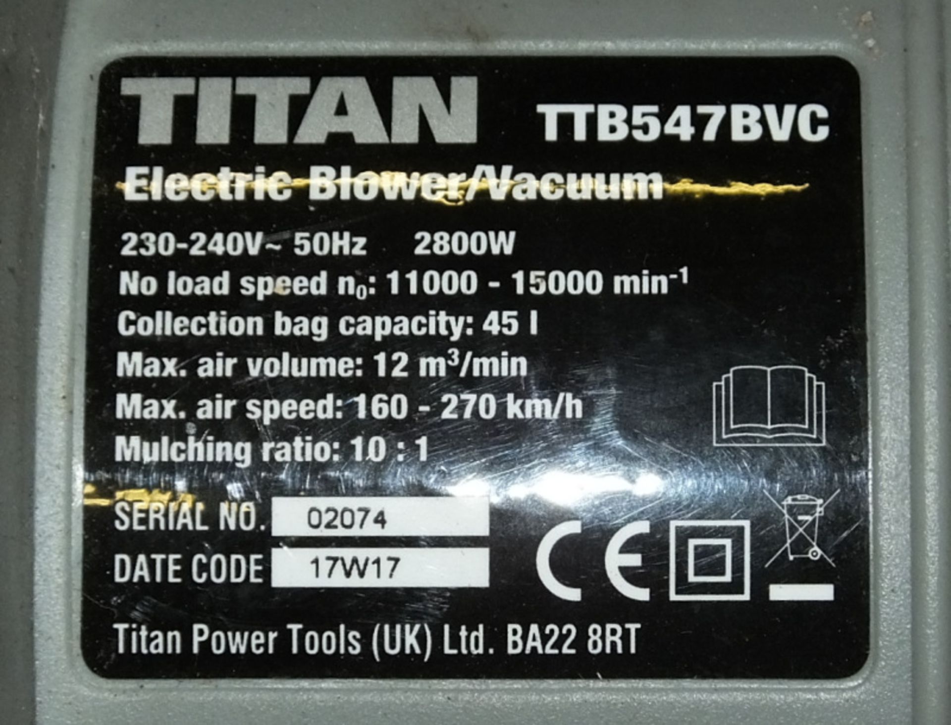 Titan TTB547BVC Leaf Blower/Vacuum - Image 5 of 5