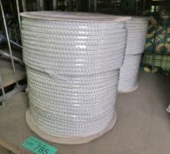 2x White Poly Fibrous Rope 220m x 9mm - NSN 4020-99-120-8692
